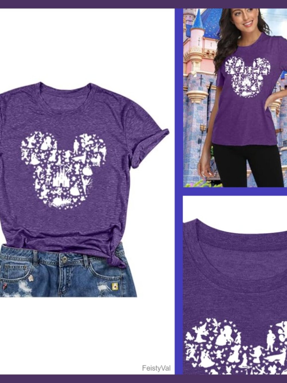 Women Magic Kingdom Castle Graphic Tee Short Sleeve Crew Neck Loose Fit Vacation